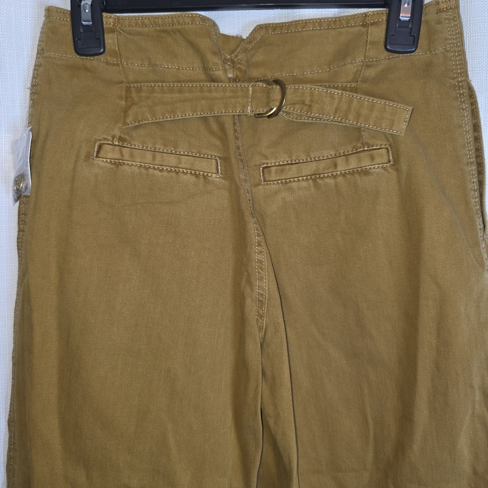 Free People Makai Crop Pants Womens 2 Mustard Yellow Cargo High Rise Button Fly - Picture 10 of 11